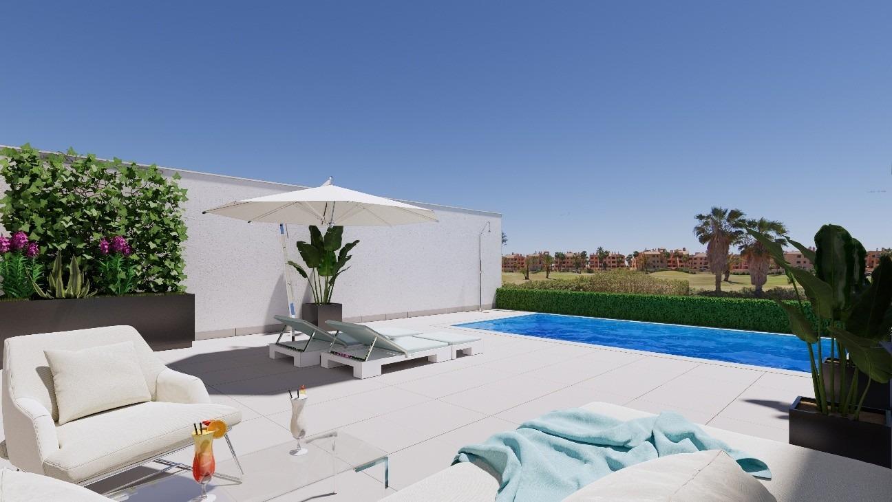 Casas adosadas de nueva construcción en primera línea de La Serena Golf en Los Alcázares