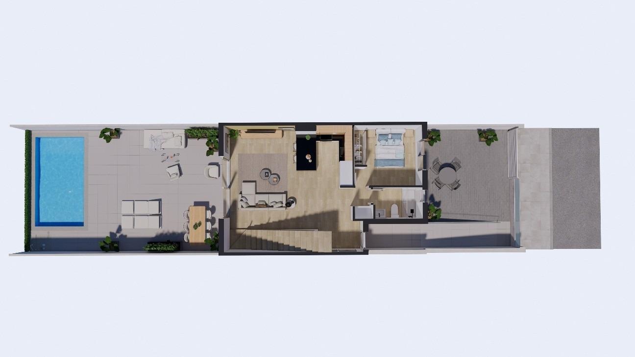Casas adosadas de nueva construcción en primera línea de La Serena Golf en Los Alcázares